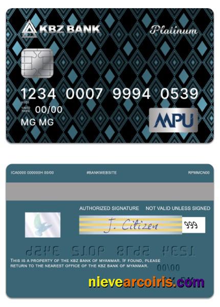 Myanmar KBZ Bank  MPU Platinum Credit Card